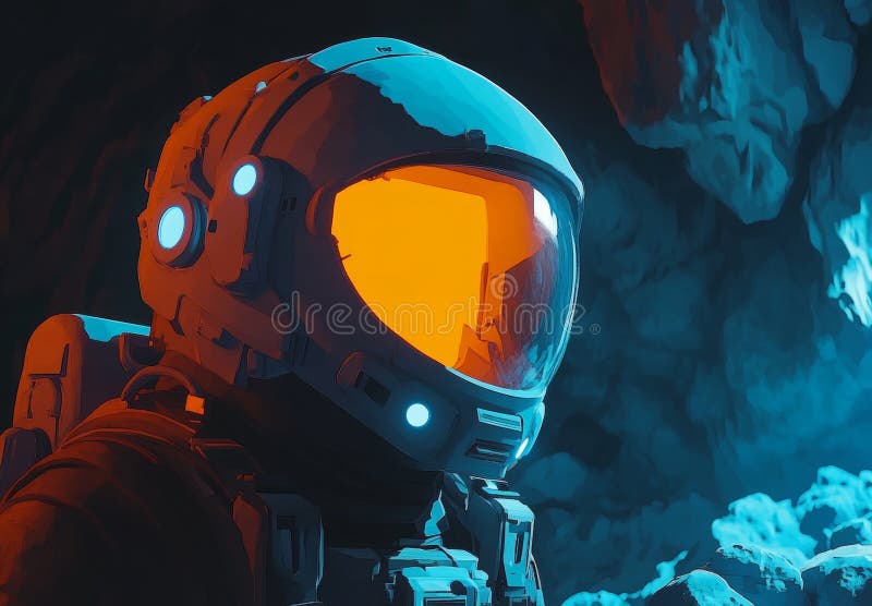 An astronaut exploring outer space through a tunnel using stock (AI). royalty free stock images