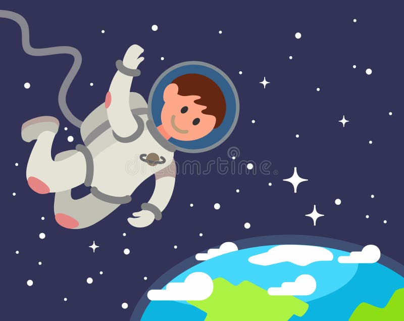 Astronaut Float In The Space In Weightlessness Near To Planet Earth ...