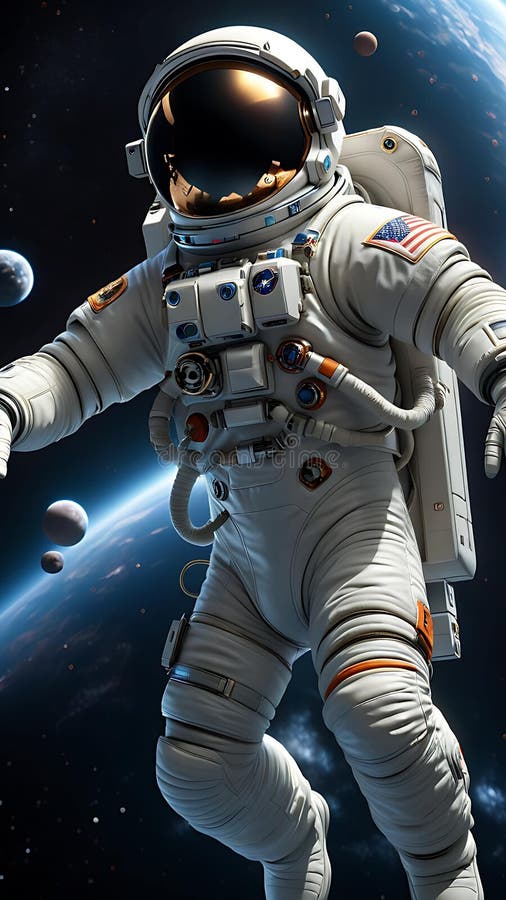 Astronaut floating in deep space 15 royalty free illustration
