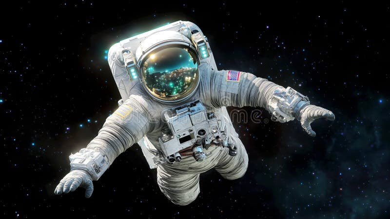 Astronaut floating in open space vector illustration