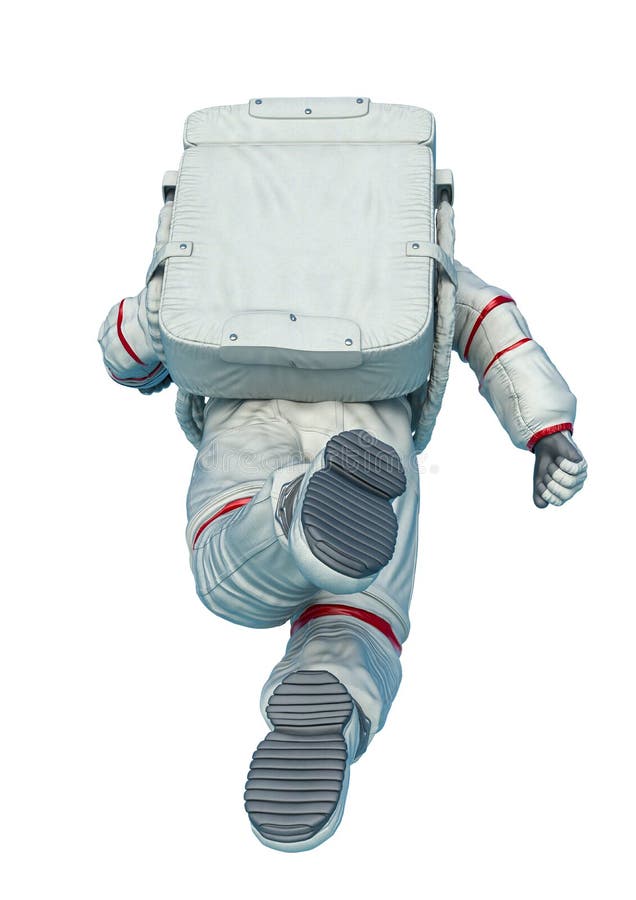 Astronaut floating pose rear view in a white background royalty free illustration