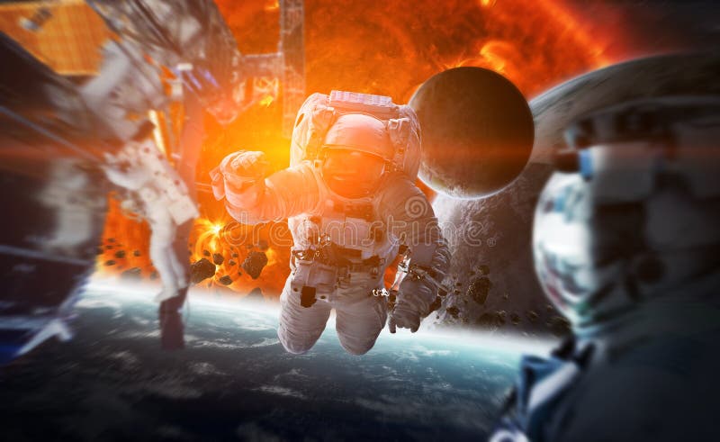 Astronaut floating in space 3D rendering elements of this image royalty free illustration Astronaut floating in space 3D rendering elements of this image royalty free illustration