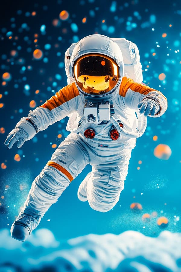 An astronaut floating in space stock image
