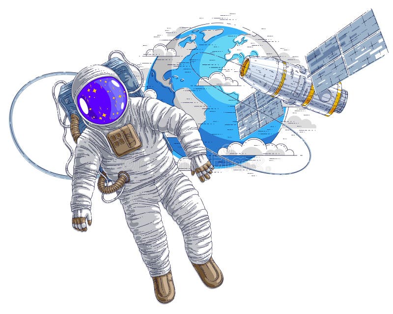 Astronaut spaceman is floating Royalty Free Vector Image