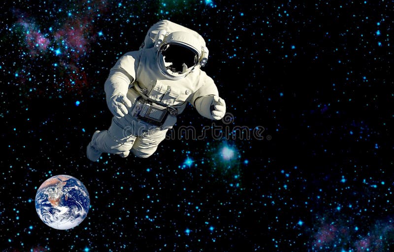 Astronaut flying in outer space.stars tourism. stock illustration