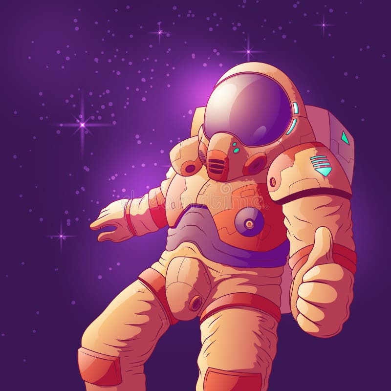 Astronaut showing thumbs up in space vector