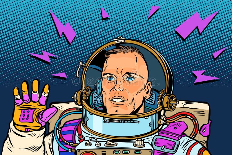 Astronaut Hello gesture stock illustration Astronaut Hello gesture stock illustration