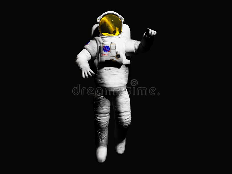 Astronaut het stellen op zwarte 3d achtergrond geeft beeld terug royalty-vrije illustratie Astronaut het stellen op zwarte 3d achtergrond geeft beeld terug royalty-vrije illustratie