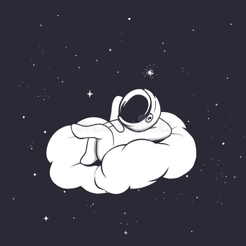 Astronaut liegt auf der Wolke stock abbildung Astronaut liegt auf der Wolke stock abbildung