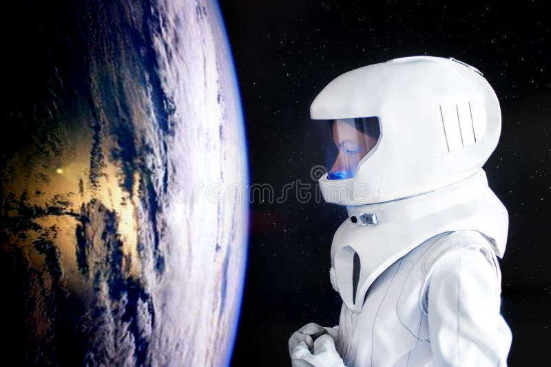 Astronaut Looking at Earth from SpaceExploration of Outer Space ...
