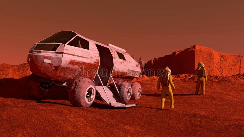 The astronaut and a mars rover