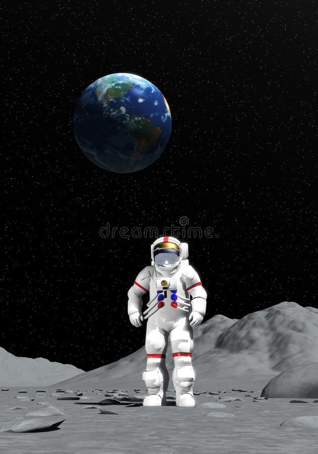 Astronaut on the moon stock illustration