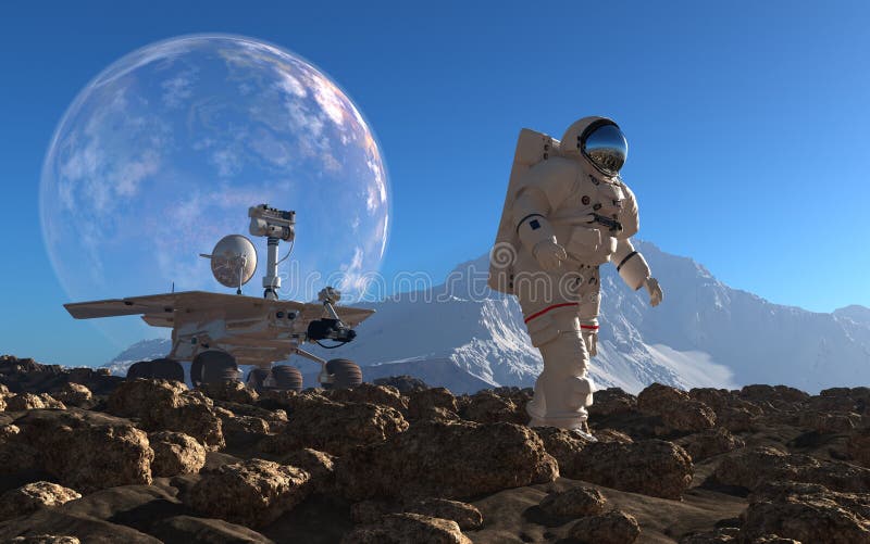 Astronaut and moonwalker vector illustration