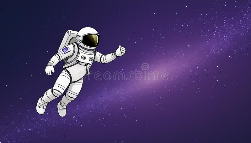 Astronaut in outer space. Science fiction. Spaceman in spacesuit floating against starry sky. royalty free illustration
