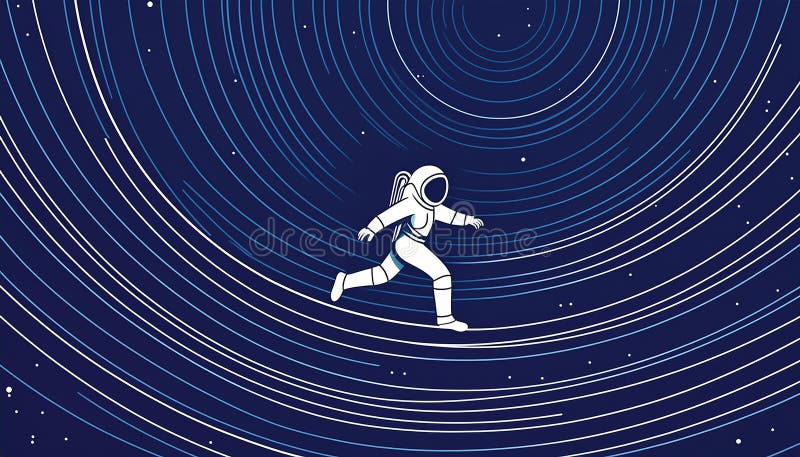 Astronaut in outer space. Science fiction. Spaceman in spacesuit floating against starry sky. vector illustration