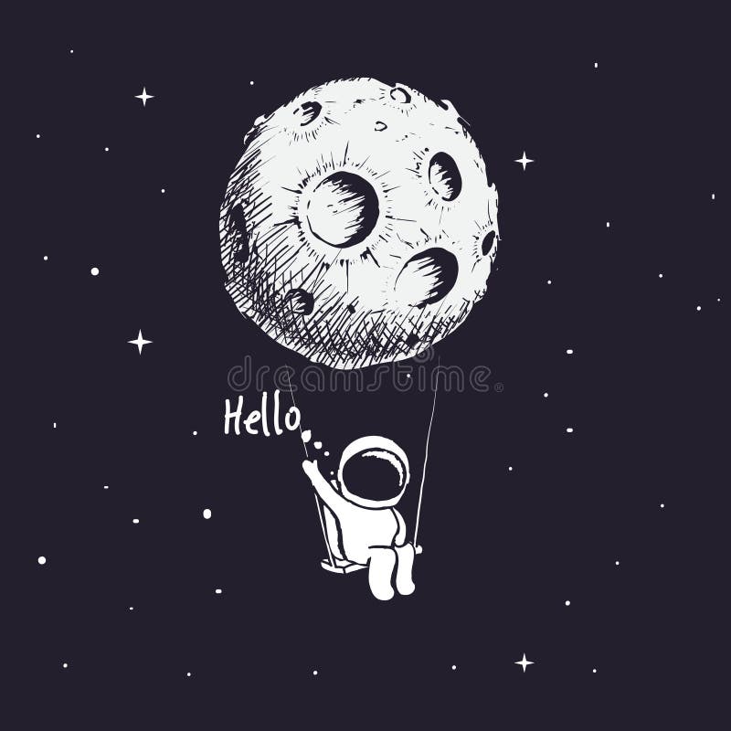 Astronaut riding a swing vector illustration Astronaut riding a swing vector illustration