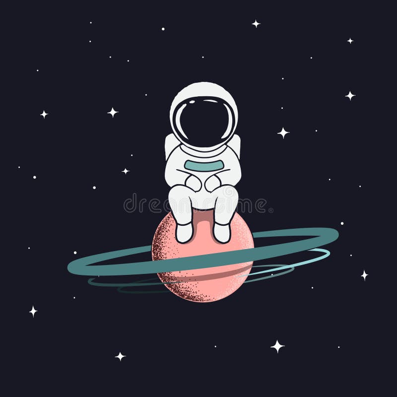Astronaut sits on saturn vector illustration