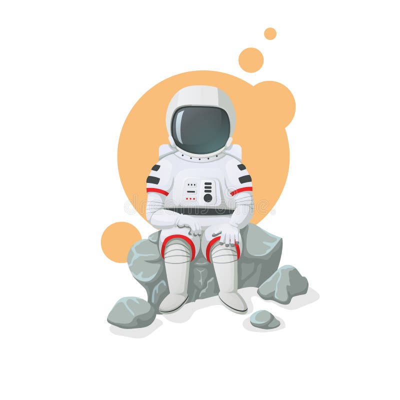Astronaut sitting on a rock. Space icon. vector illustration