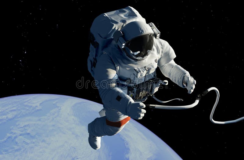 Astronaut in space against a starry sky..Elemen ts of this image furnished by NASA