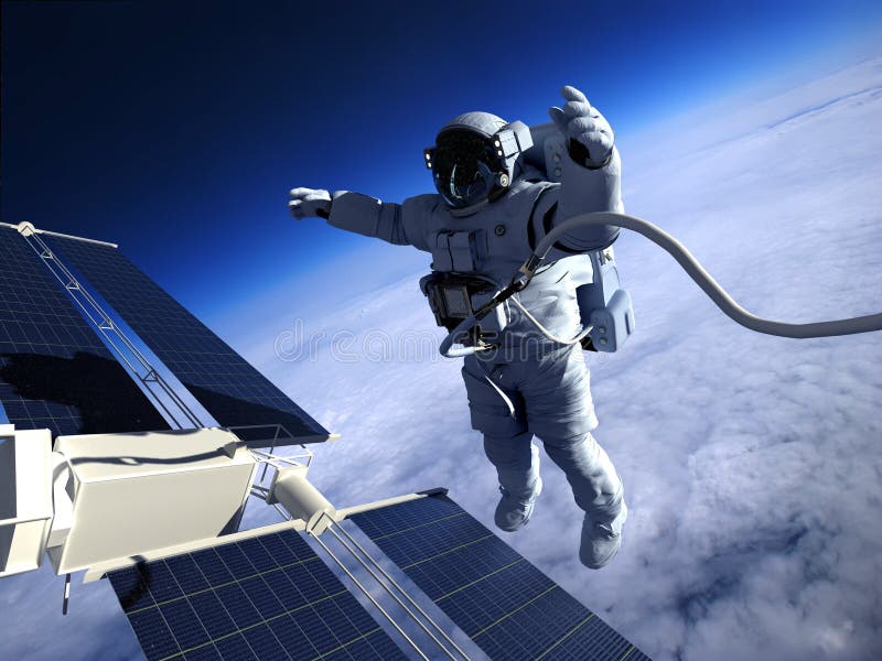 Astronaut in space around the solar battarei.Elemen ts of this image furnished by NASA. Astronaut in space around the solar battarei.Elemen ts of this image furnished by NASA