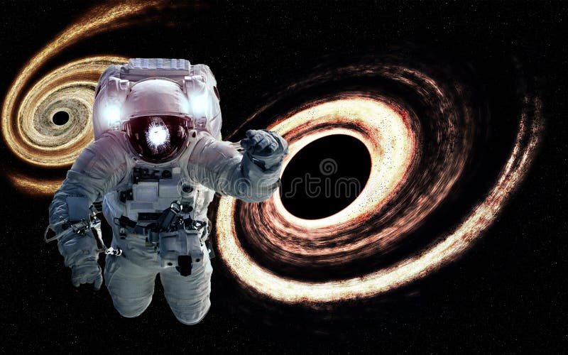 Astronaut in the Space with Orange Giant Black Holes Behind. Elements of  this Image Furnished by NASA Stock Photo - Image of astronaut, human:  133174500