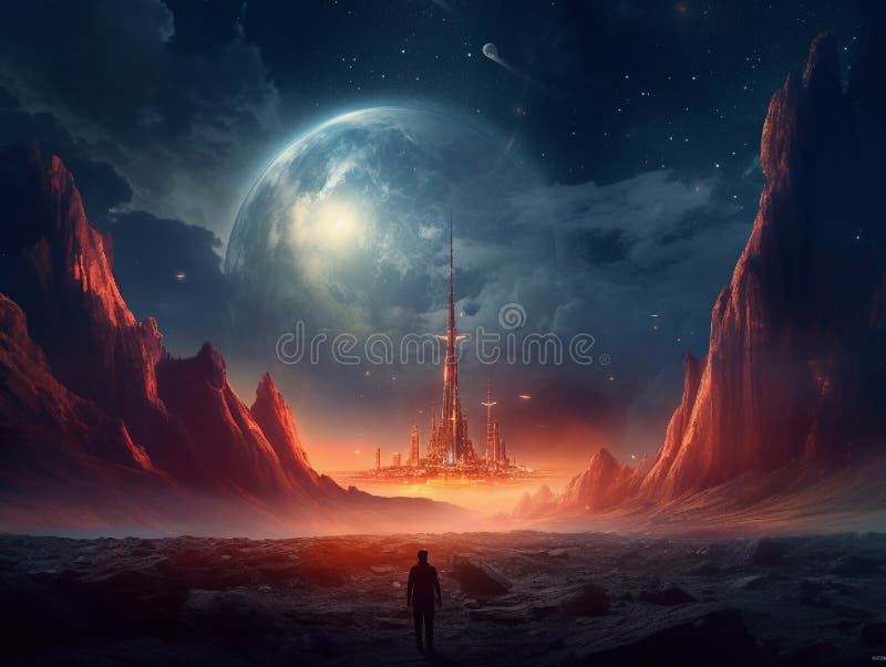 Astronaut in Space. Science Fiction Art. Space Exploration by Astronaut