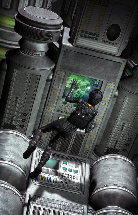 Astronaut and spaceship royalty free illustration