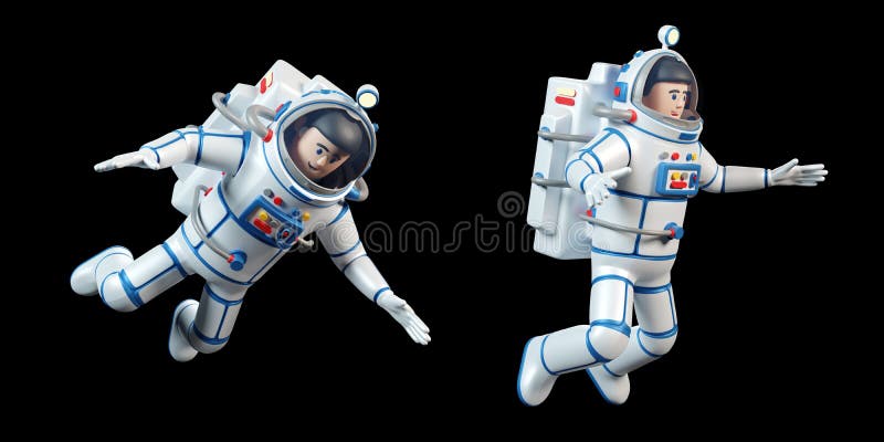 Astronaut in spacesuit. Cartoon 3d spaceman stock illustration