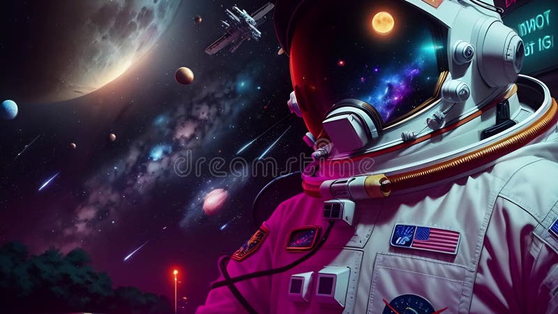 Astronautul într-un costum spațial zboară în animație spațială profundă. video generat de Ai vector illustration