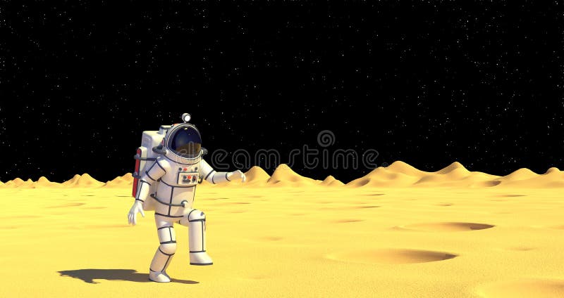 Astronaut in spacesuit on moon surface vector illustration