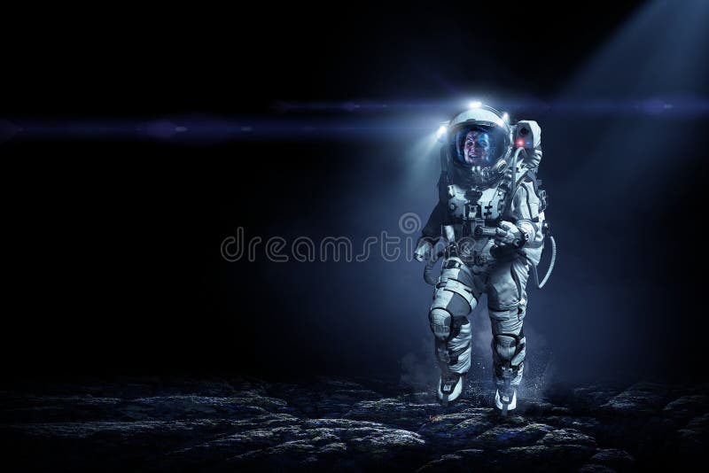 Spaceman running fast. Mixed media royalty free stock photos Spaceman running fast. Mixed media royalty free stock photos