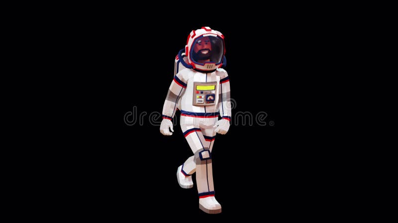 Un astronaut într-un costum spațial merge fericit stock illustration