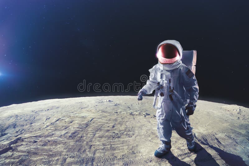 Astronaut walking on the moon royalty free stock images Astronaut walking on the moon royalty free stock images