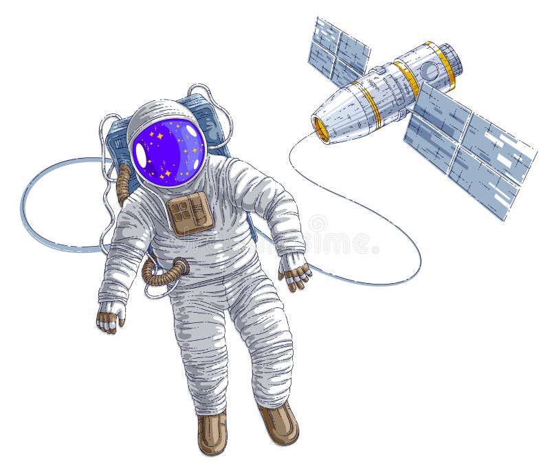 Spaceman In 3d Floating In Space Trying To Catch A Book In Zero Graviy ...