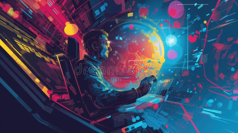 Astronaut working inside a space module stock images