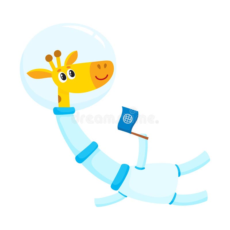Astronauta animal do girafa pequeno bonito, terno de espaço vestindo do caráter do astronauta ilustração do vetor Astronauta animal do girafa pequeno bonito, terno de espaço vestindo do caráter do astronauta ilustração do vetor