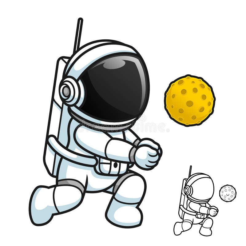 Astronauta bonito jogando ilustração de arte de jogos