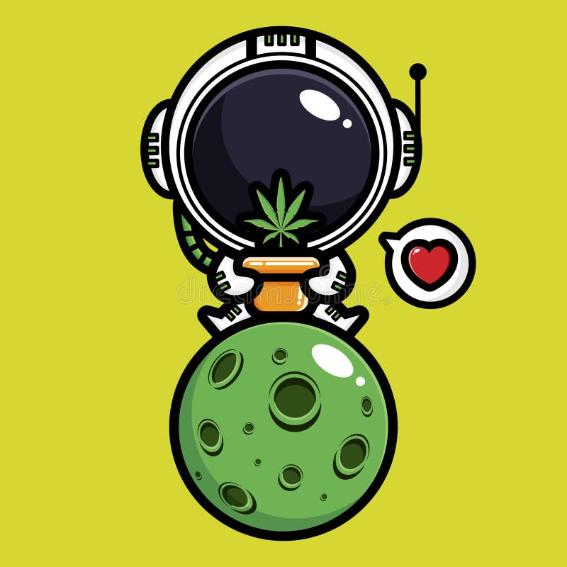 Astronauta Lindo Personaje De Dibujos Animados Está Sentado En El Planeta  Sosteniendo Un árbol De Marihuana Ilustración del Vector - Ilustración de  astronauta, planeta: 215289924