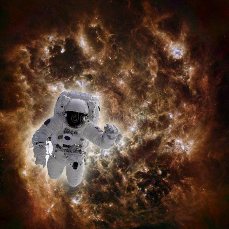 Astronauta no espaço com a galáxia no fundo imagem de stock Astronauta no espaço com a galáxia no fundo imagem de stock