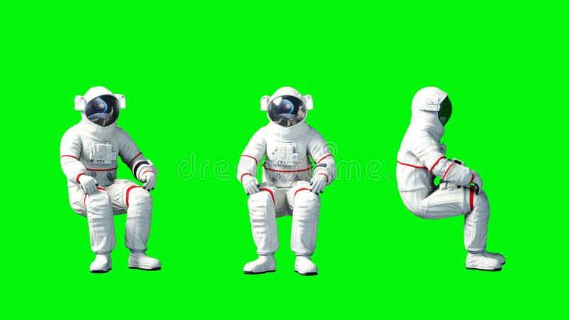 Astronauta siedzi idle zielony ekran Realistyczna 4K animacja