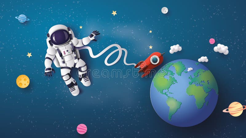 Astronauta unosi się w stratosferze ilustracji Astronauta unosi się w stratosferze ilustracji