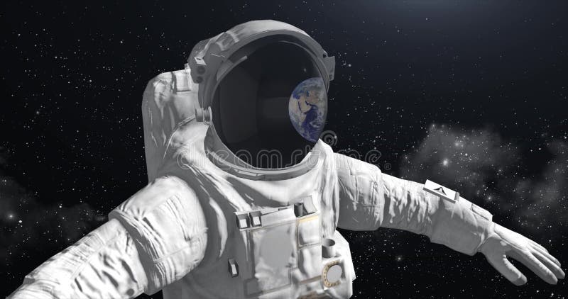 Astronauta w astronautycznym patrzejący ziemię