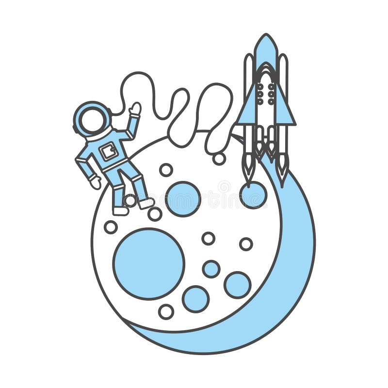 Astronauta w księżyc komicznego charakteru ikonie ilustracji Astronauta w księżyc komicznego charakteru ikonie ilustracji