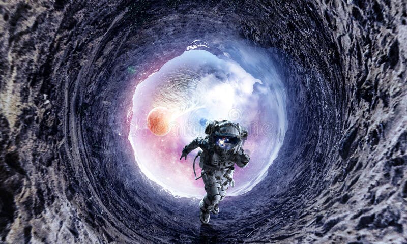 Astronauta y galaxia corrientes Técnicas mixtas imágenes de archivo libres de regalías Astronauta y galaxia corrientes Técnicas mixtas imágenes de archivo libres de regalías