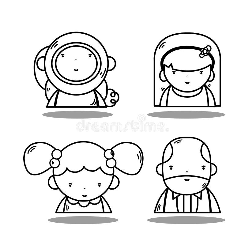 Astronaute de kawaii d'avatar avec l'homme d'affaires et les femmes illustration libre de droits Astronaute de kawaii d'avatar avec l'homme d'affaires et les femmes illustration libre de droits