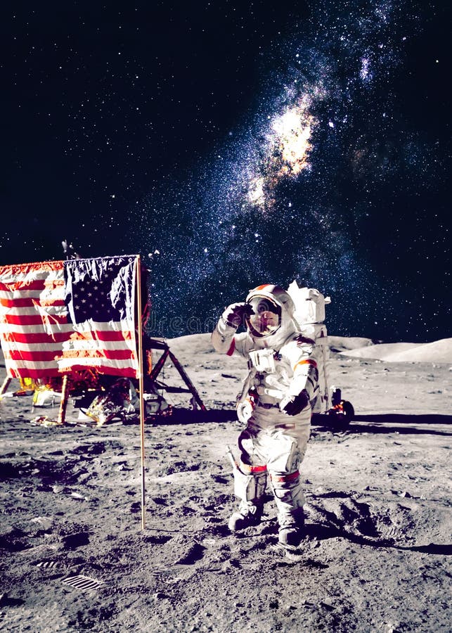 Astronaute sur la lune images libres de droits Astronaute sur la lune images libres de droits