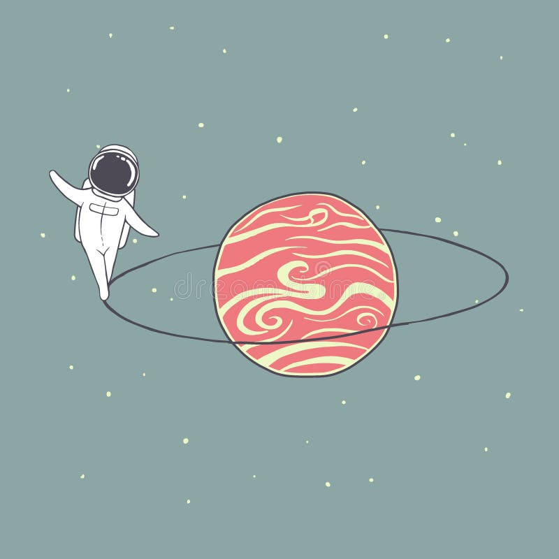 Astronautet går runt om cirkeln av Saturn royaltyfri illustrationer Astronautet går runt om cirkeln av Saturn royaltyfri illustrationer