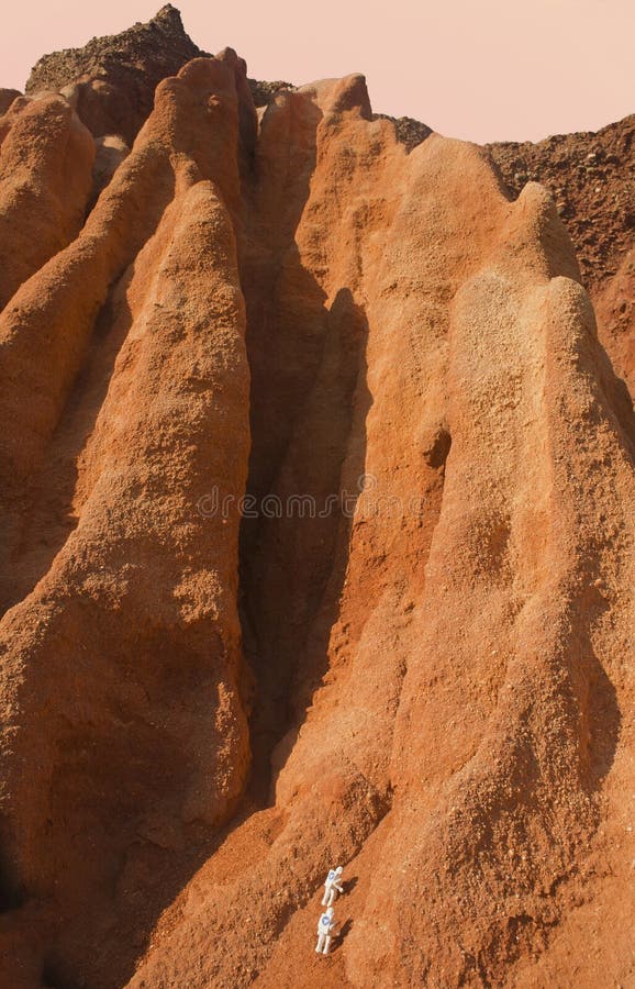 Astronautul explorează conceptul Marte stock photos