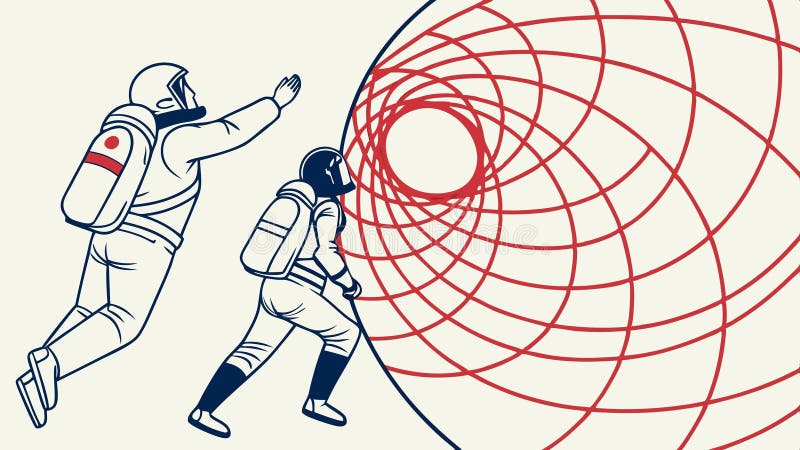 Astronautul în tunel. Design pentru vectorul de mișcare futuristică al evadării spațiale Generativ AI vector illustration