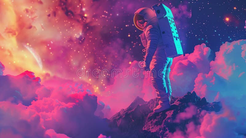 Astronautundersökning av vibrerande kosmisk landskap : en surreal popkonst